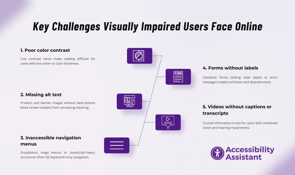 Key Challenges Visually Impaired Users Face Online